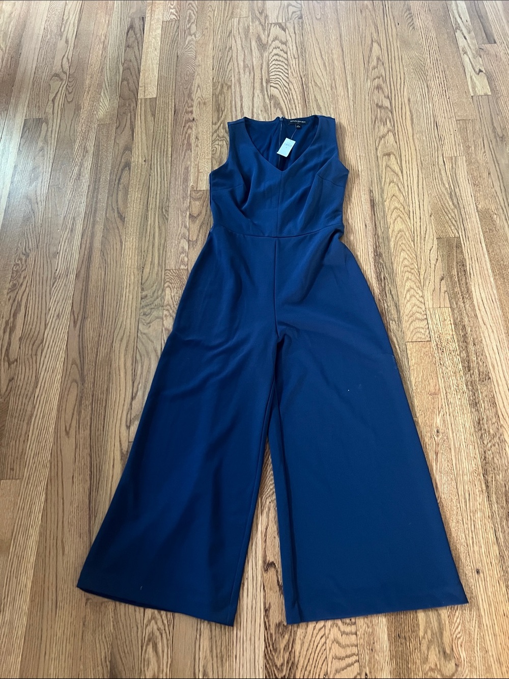 Banana Republic Navy Sleeveless V-Neck Wide-Leg Jumpsuit